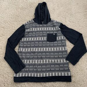 VOLCOM T-Shirt Mens Sz Small True To This Hooded Tee Long Sleeve Blue